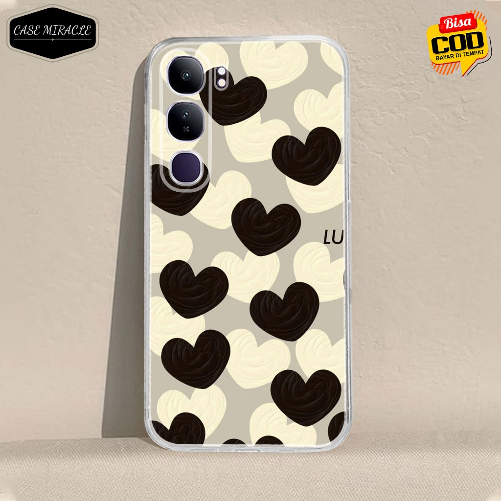 CASE VIVO V40 LITE - CASE MOTIF LOVE - Softcase Premium - Bening Transparant - Silikon HP - Kesing -