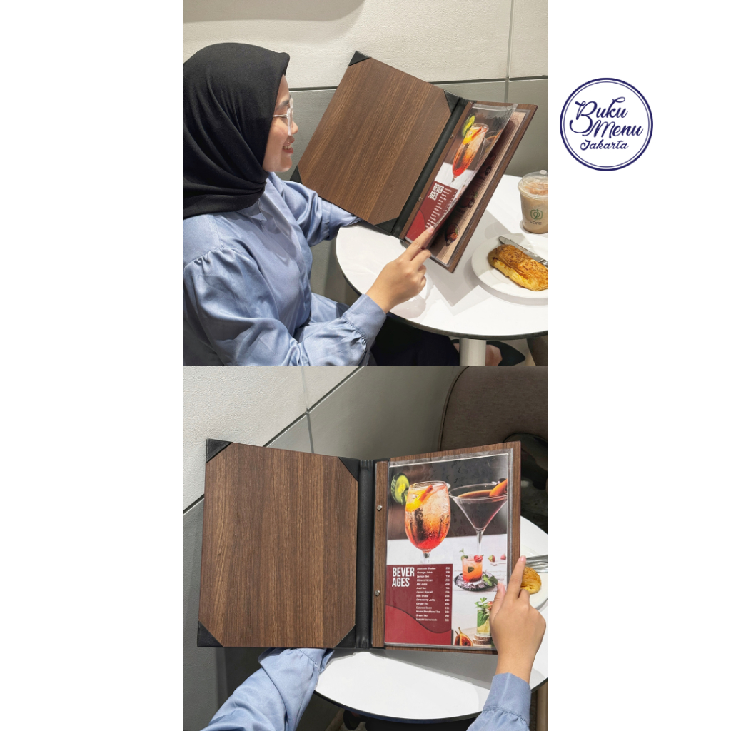 

Buku Menu Jakarta - Buku Menu Kayu Vinyl Jepit Baut Isi Plastik Mika A4 dan 15x30 Hitam, Coklat
