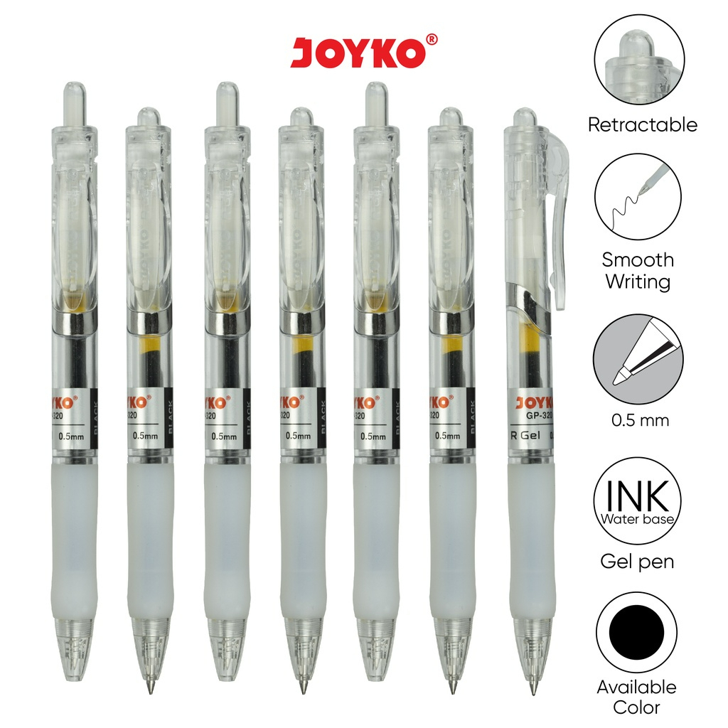 

(1 PAK = 12 PCS) Gel Pen Pulpen Joyko GP-320 R Gel 0.5 mm