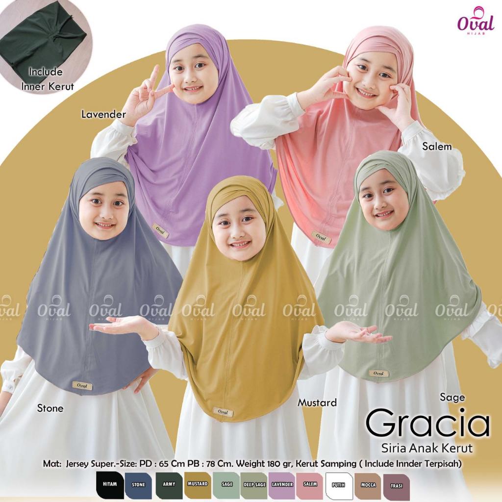 Gracia Hijab Kids Siria Kerut Jilbab Kids Hijab Anak Original Oval Hijab Lucu Jilbab Anak Murah Grac