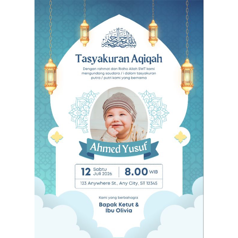 UNDANGAN DIGITAL TASYAKURAN AQIQAH (JPG/PNG/PDF)