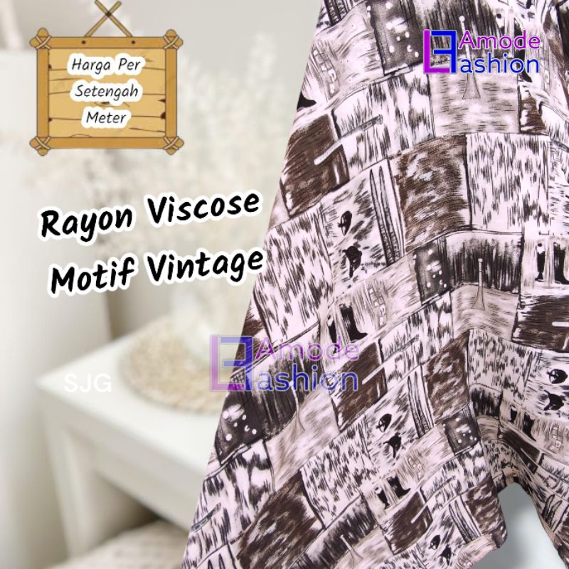 Kain Rayon Viscose Motif Vintage