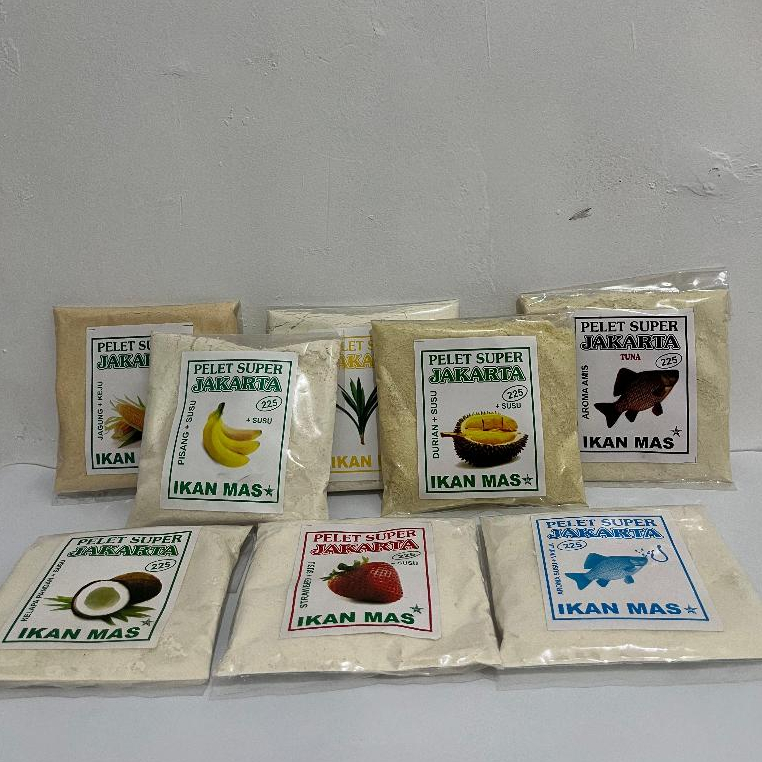 Pelet Super Jakarta 225 Aroma susu vanila, Aroma amis, Kelapa pandan susu, Strawberry susu, Durian s