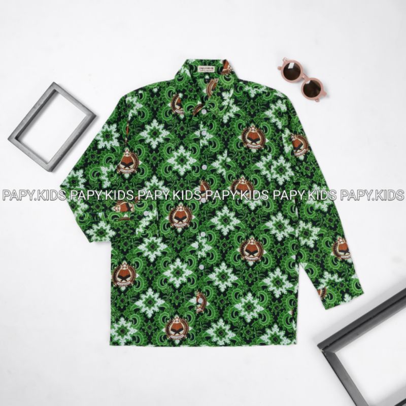 Kameja Sekolah Batik MI / Baju batik SD MI / Batik Sekolah Hijau