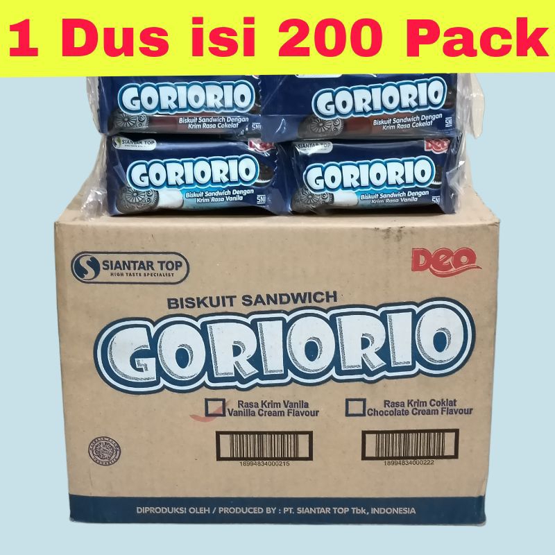 Biskuit Sandwich Goriorio Rasa Vanila 1 Dus isi 200 Pcs (14Gr)