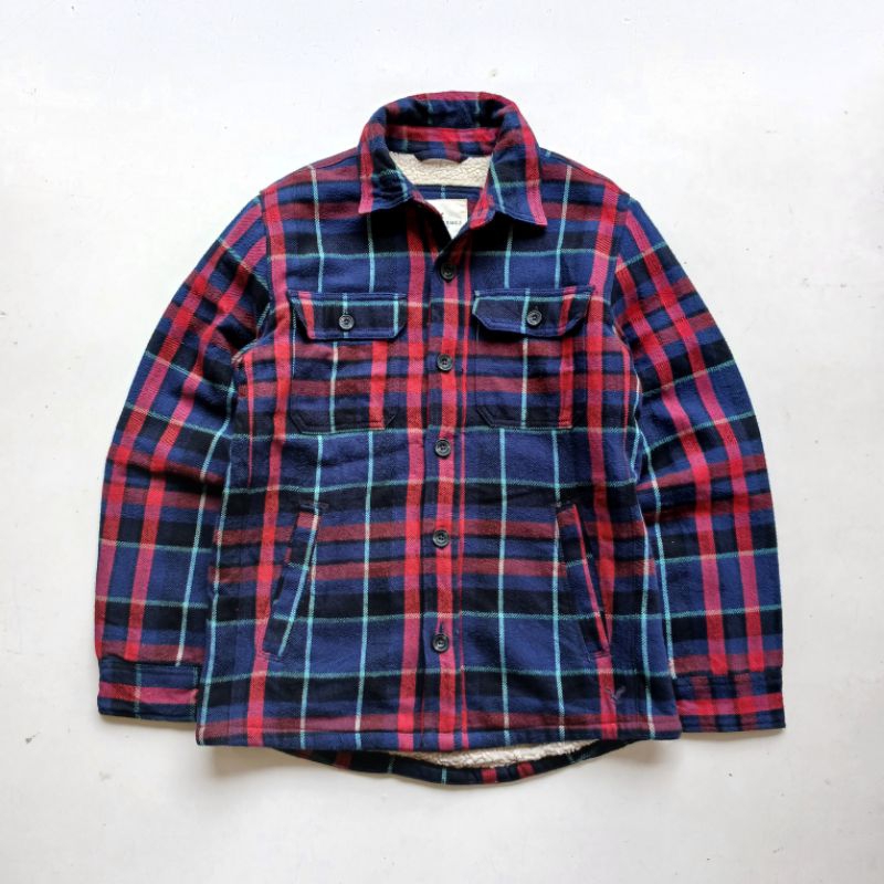 kemeja flanel jaket sherpa bulu tebal