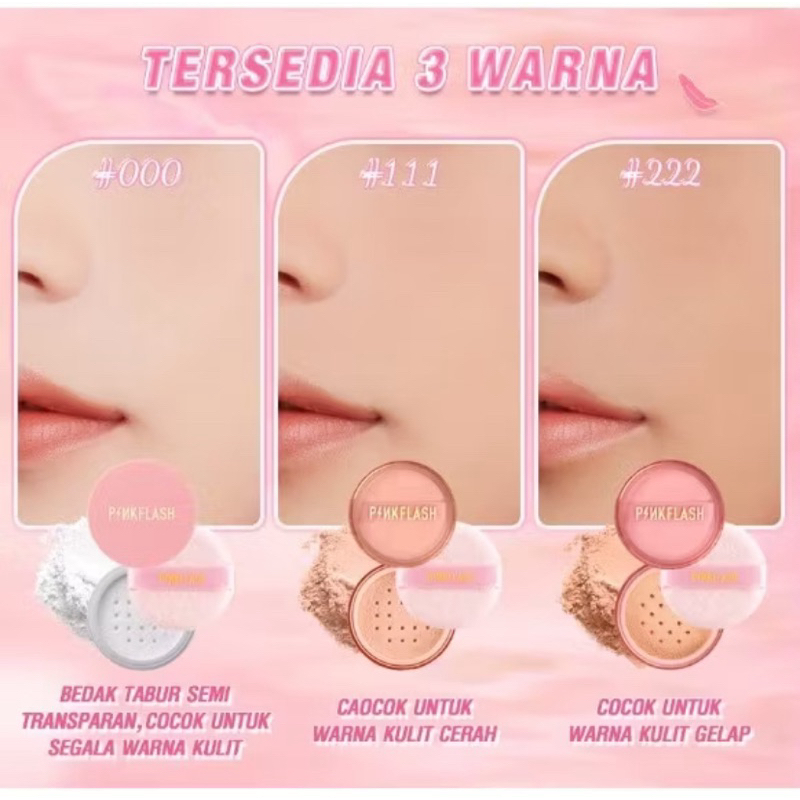 Pink Flash Loose Powder Bedak Tabur