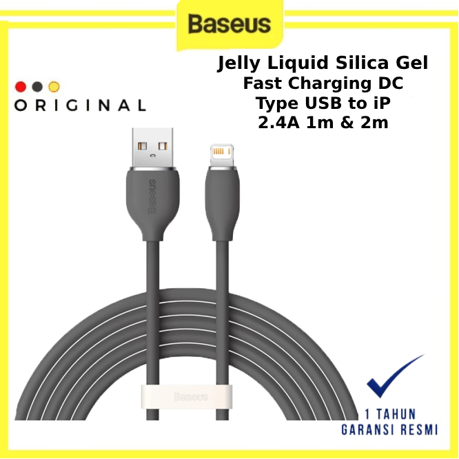 Baseus Jelly Liquid Silica Gel Series Cable USB to iP - BASEUS ORIGINAL ( CODE 10124 ) / KABEL DATA 