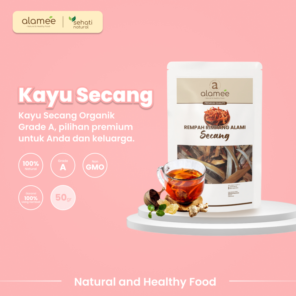 

ALAMEE Kayu Secang Asli Serut Sappan Wood Rempah Rimpang Organik Alami Bumbu Seasoning Masak 50gr