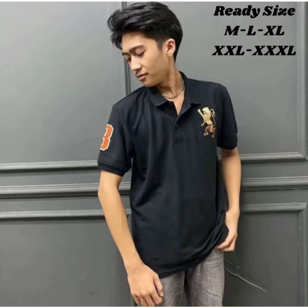 Kaos Polo Shirt Black Kaos Kerah Pria GIORDANO 3D LION Premium / Kerah Singa 8 Polo Shirt /Polo Shir