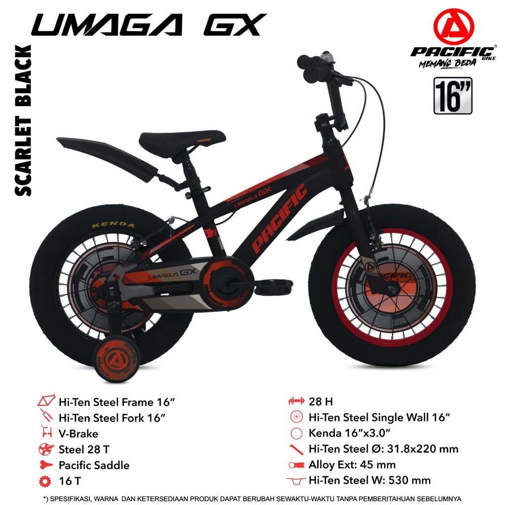 TERMURAH [BONUS BELL] bmx 16in pacific umaga GX 3.0 ban jumbo sepeda anak