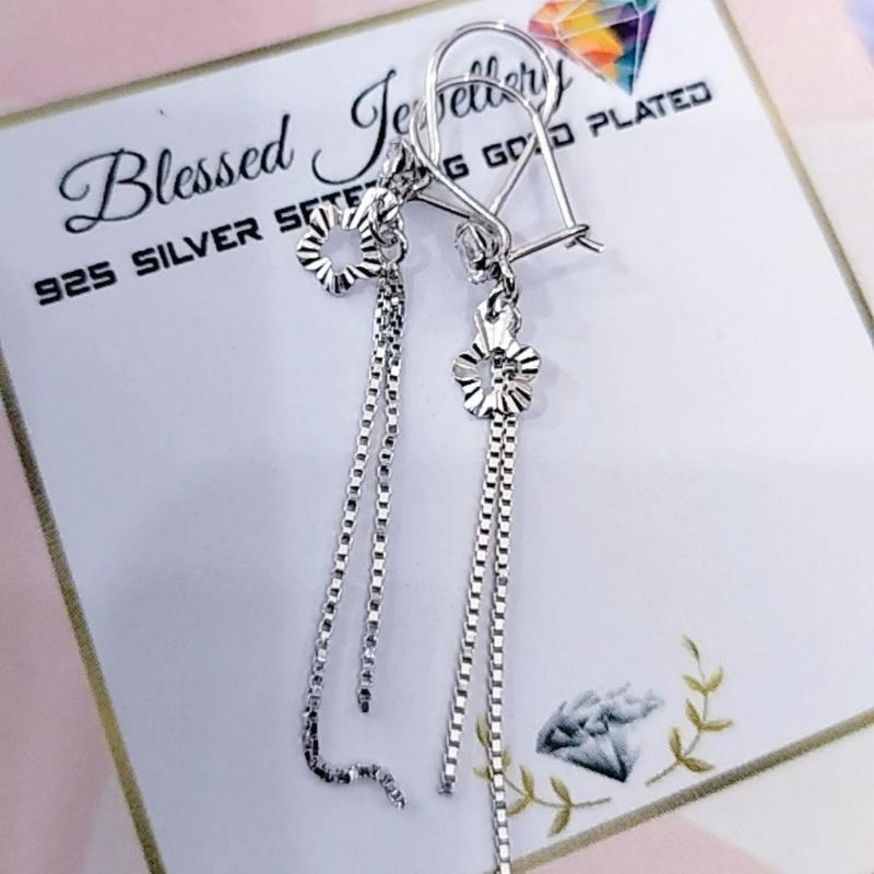 ANTING PERAK ASLI 925 LAPIS EMAS ETALASE BUNGA