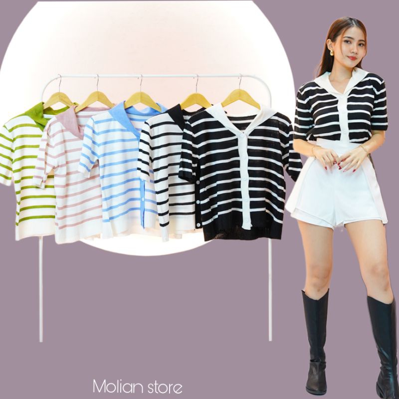 Molian - Vergani Stripe Top Rajut