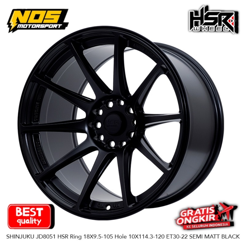 VELG MOBIL BMW ACCORD CAMRY INNOVA R18 LEBAR 9.5/10.5 BAUT 5X114/5X120 ET30/22 HSR SHINJUKU RING 18