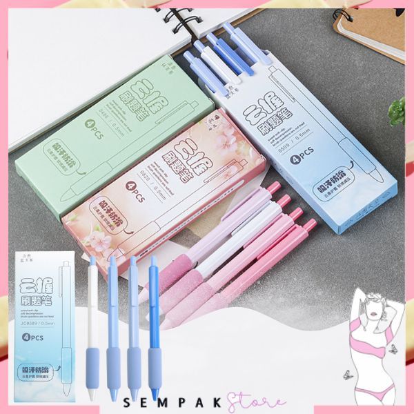 

SS Pulpen Mekanik 0.5mm Set Isi 4 Pcs Motif Polos Warna Pastel Dengan Bantalan Pena Empuk Set Pena Gel 0.5mm Lucu Pulpen Gel 4IN1 Warna Hitam Bolpoint Tinta Gel Cair 4 Pcs Journaling Pen Alat Tulis