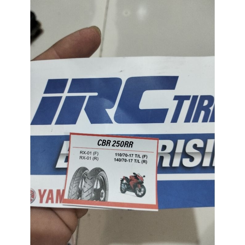 PAKETAN BAN LUAR IRC  CBR 250 RR RX -01 UK 110/70-17/140/70-17 TUBELESS