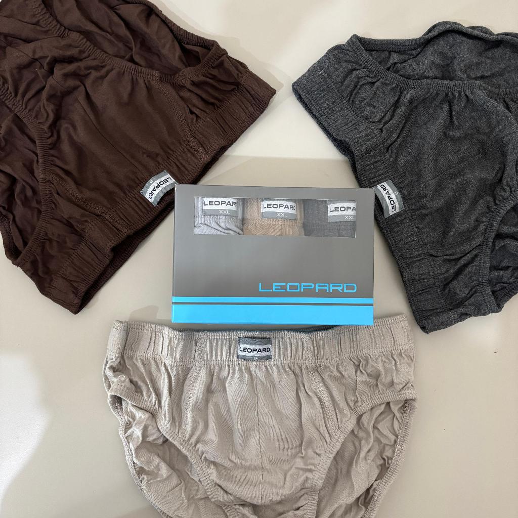 [LEOPARD] Celana Dalam Pria 100% Cotton Premium – Isi 3 PCS Brief / CD Segitiga Katun - M L XL XXL