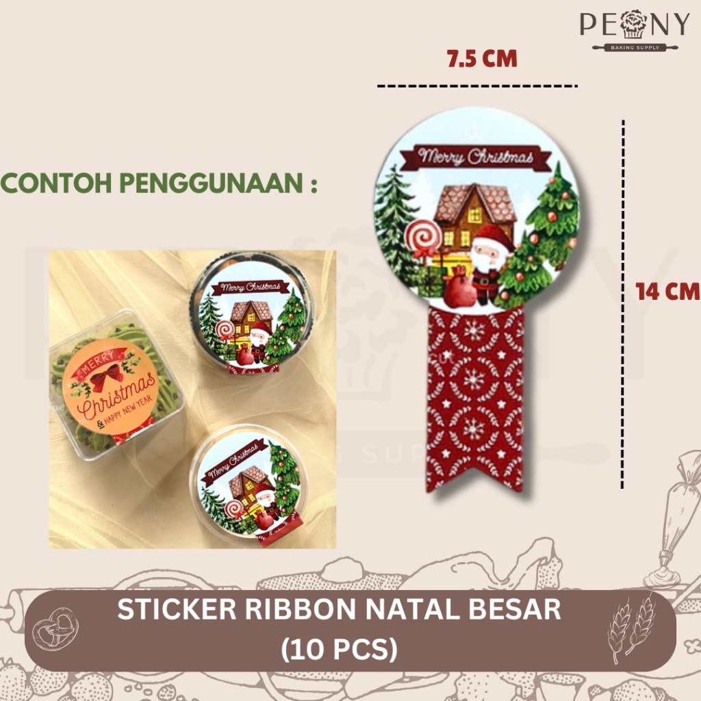 

STICKER SEGEL RIBBON BESAR NATAL / SEGEL TOPLES NATAL / HAMPERS FOR CHRISTMAS / STICKER TEMA NATAL / DEKORASI NATAL