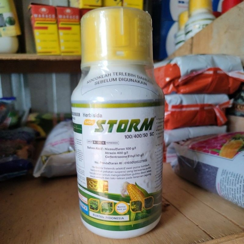 herbisida selektif jagung STORM 100/400/50SC kemasan 500ml+baju