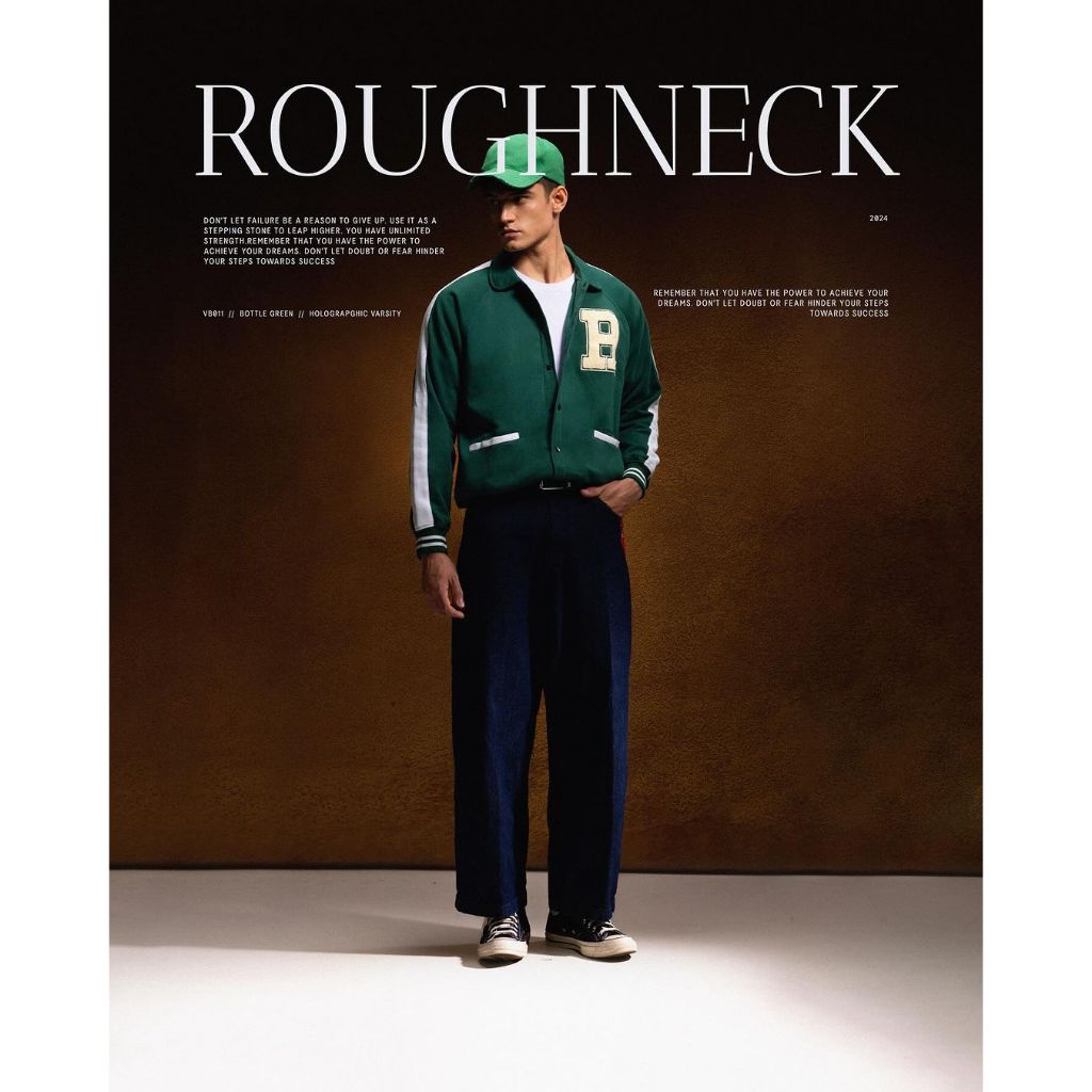 Roughneck VB011 Bottle Green Holographic Varsity Jacket