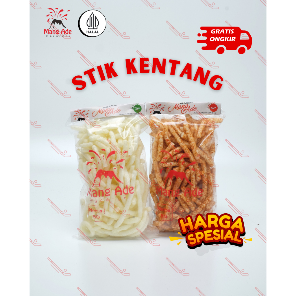 

Stik Kentang Mang Ade Kemasan Plastik 50gr