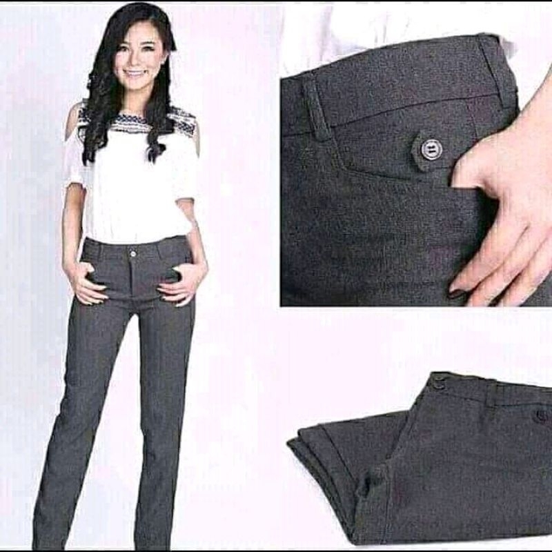 Celana kerja wanita murah bahan kantoran formal jumbo slimfit