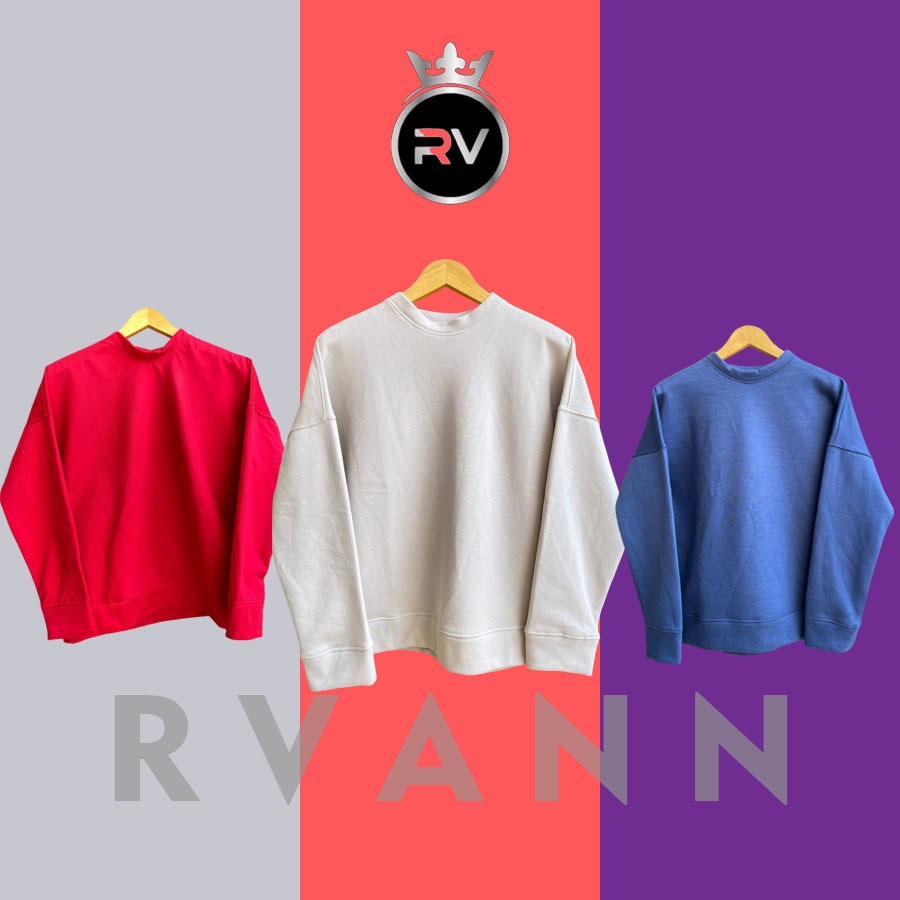 Sweater Crewneck Basic Polos Oversize / Sweater Oversized Wanita