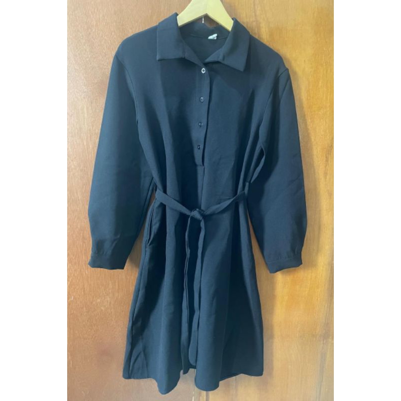 Kemeja Dress Midi Hitam