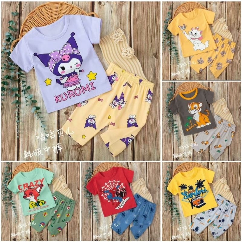 HPL. 04 [BISA COD] GRA SET PIYAMA HPL ANAK ORGANIK BRAND PREMIUM JIJIBEIER USIA 1 S.D 3 TAHUN