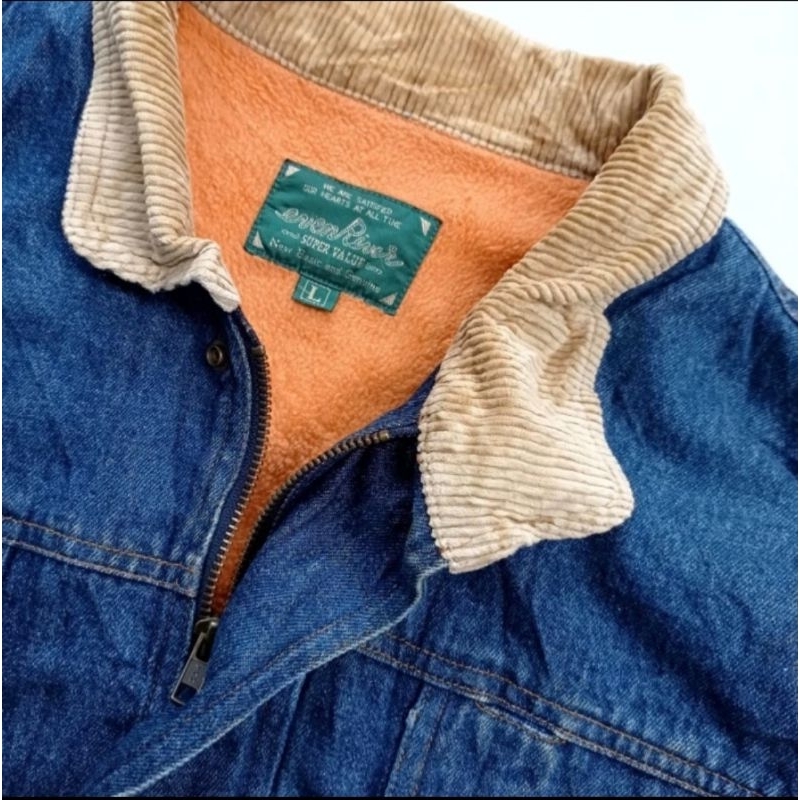 evenriver japan denim jacket corduroy collar fleece lining rugged cdg