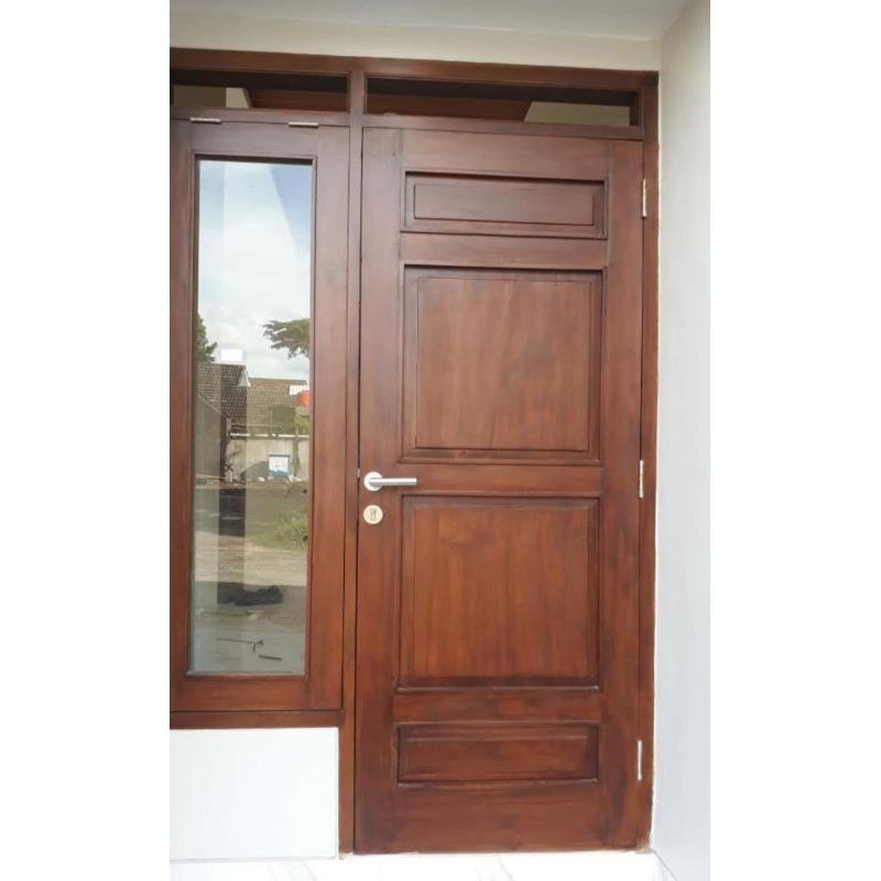 Daun pintu + kusen gendong jendela bahan kayu kamper pilihan