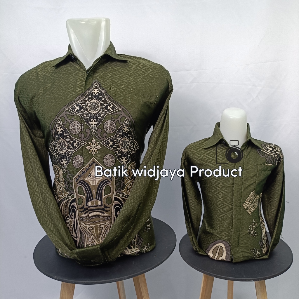 batik doby couple ayah anak hijau douglas / batik doby ayah anak warna army premium cod