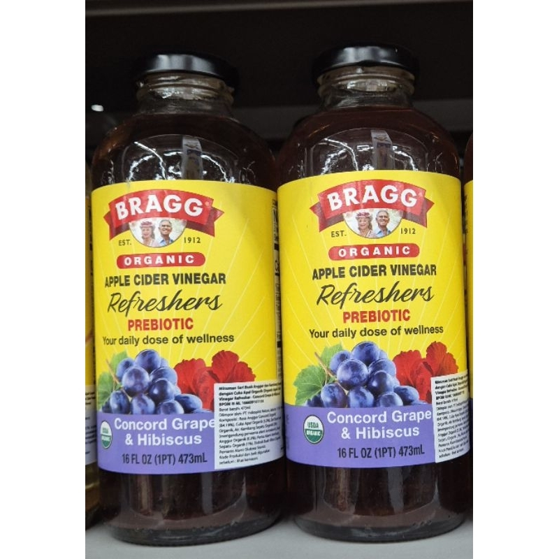 

BRAGG Apple Cider Vinegar Organic, Refresheres Prebiotic Concord Grape & Hibiscus Cuka Apel Organic 473ml - HK