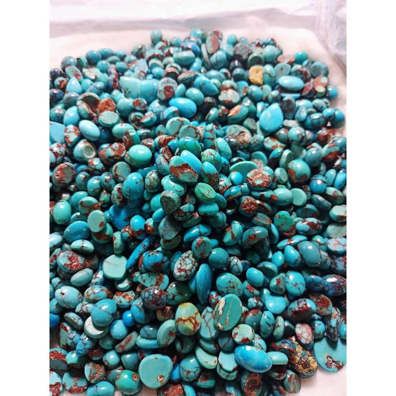 Batu cincin pirus Mesir mini asli rata rata dim 10 mm