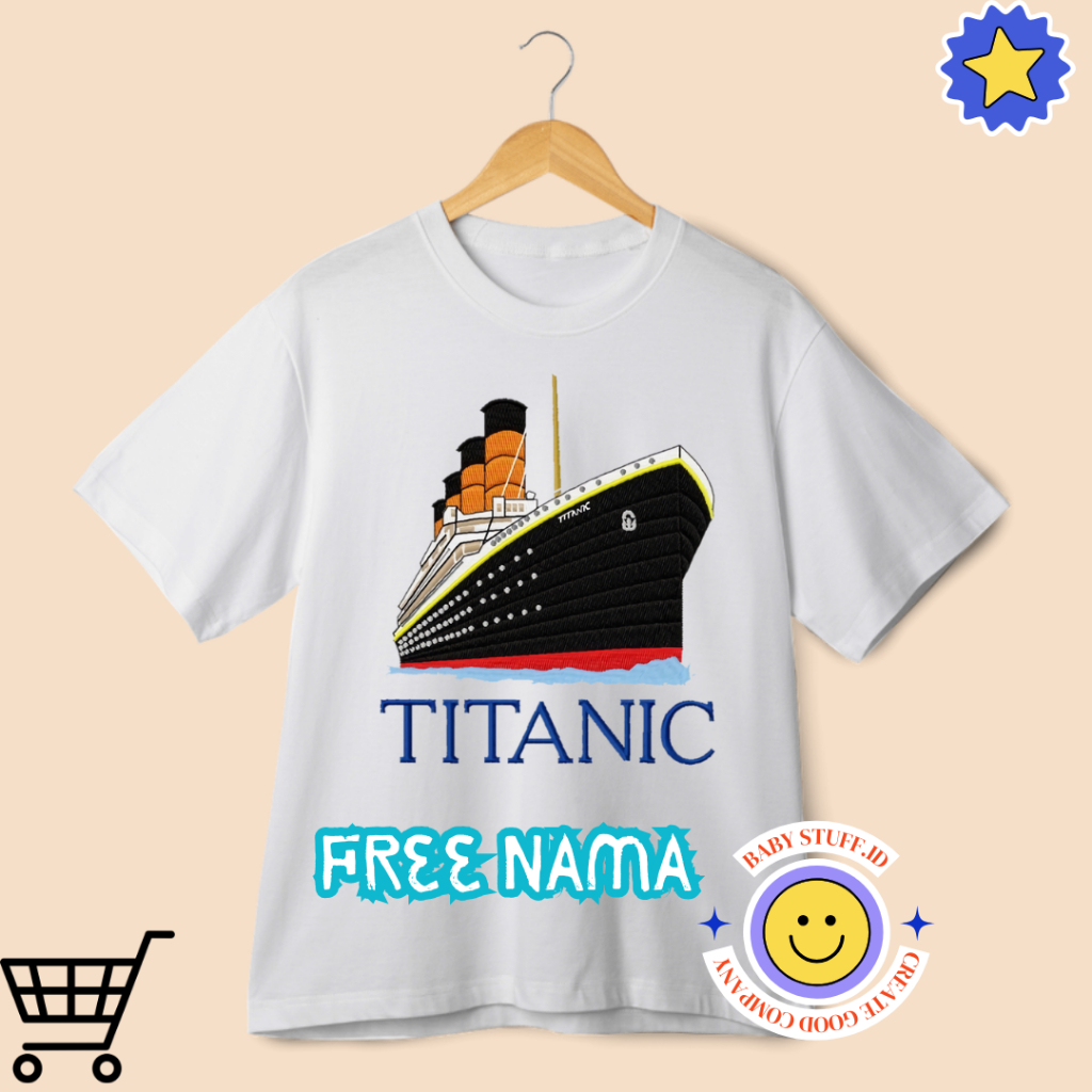 BAJU ANAK KAOS ANAK CUSTOM GAMBAR TITANIC FREE NAMA
