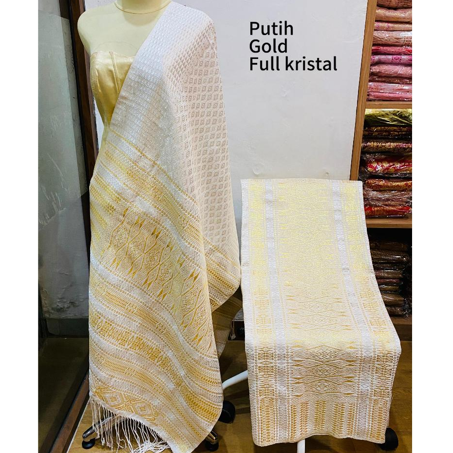 SONGKET PENGANTIN TUMTUMAN FULL KRISTAL SONGKET TANPA SAMBUNG MEWAH DAN ELEGAN