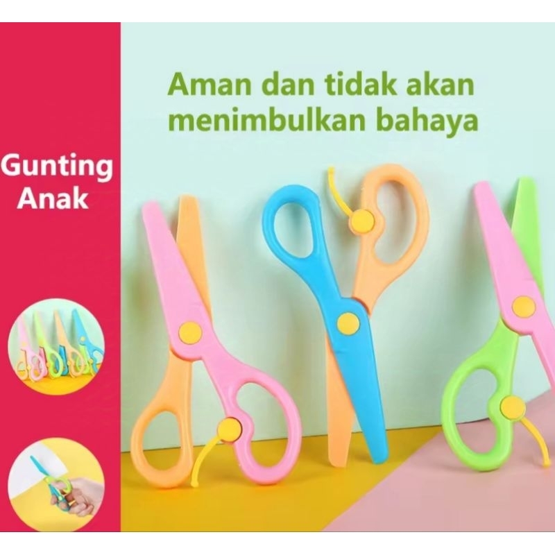 

GUNTING ANAK WARNA CERAH, SAFETY, DAN LUCU /gunting kertas anak aman, lucu dan safety
