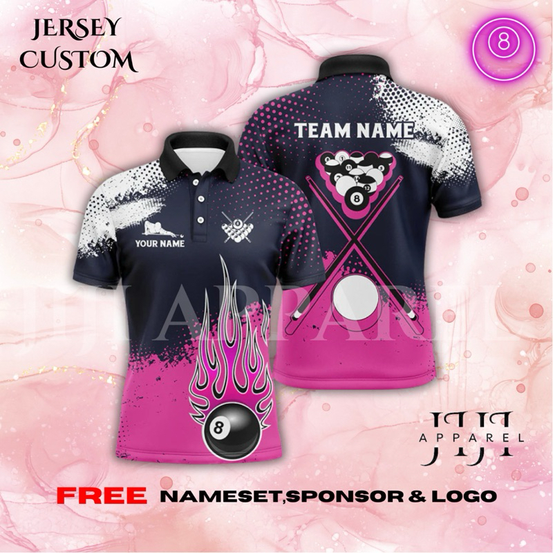 JERSEY BILLIARD BLACK X PINK EDITION JERSEY BILLIARD TERBARU PRIA WANITA FULL PRINT BAJU JERSEY CUST