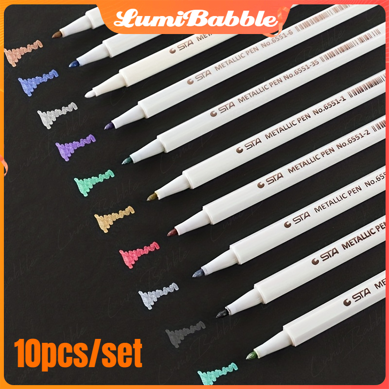 

10pcs STA 6551 Brush Pen Spidol Warna Lembut untuk Alat Tulis Sekolah