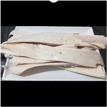 

Kuping sapi tanpa bulu potong Lebar 2-3cm bobot 500gr