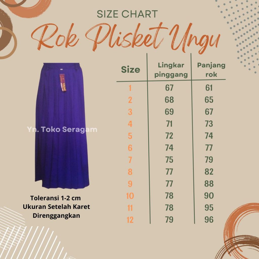 Rok Panjang Ungu Rempel Karet Seragam Sekolah Madrasah/ SD/MI