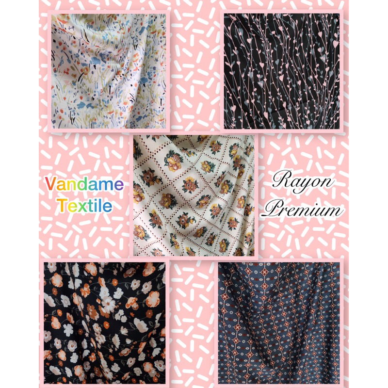 kain Katun Rayon Motif Bunga Bunga | Katun Rayon Motif Meteran | Katun Rayon Viscose Premium | Katun