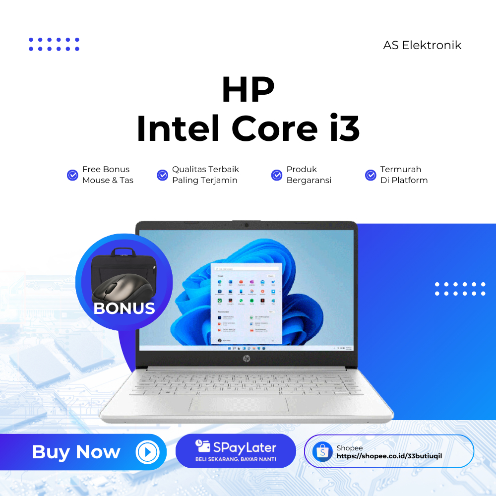 Terlaris LAPTOP HP Intel Core i3 // RAM 8GB - SSD 512GB // 14'' // Windows 10