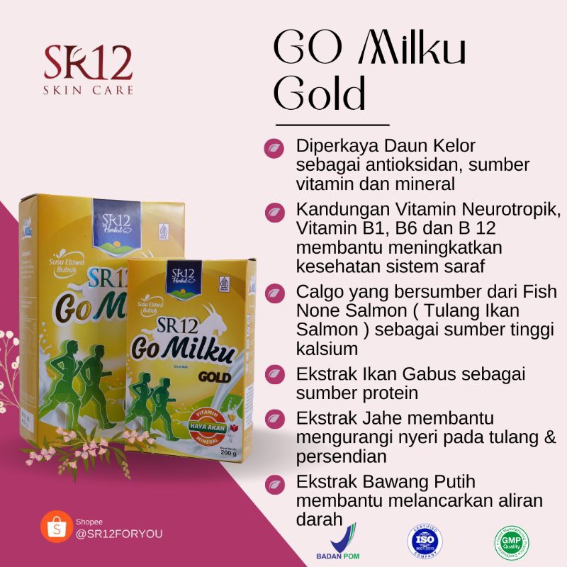 

GOMILKU GOLD SR12 HERBAL ALAMI SUSU KAMBING ETAWA BPOM // SUSU KAMBING ETAWA MENGATASI PEGAL PEGAL MENGATASI PERSENDIAN COCOK UNTUK LANSIA // GOMILKU GOLD SUSU KAMBING ETAWA BPOM BEST SELLER //