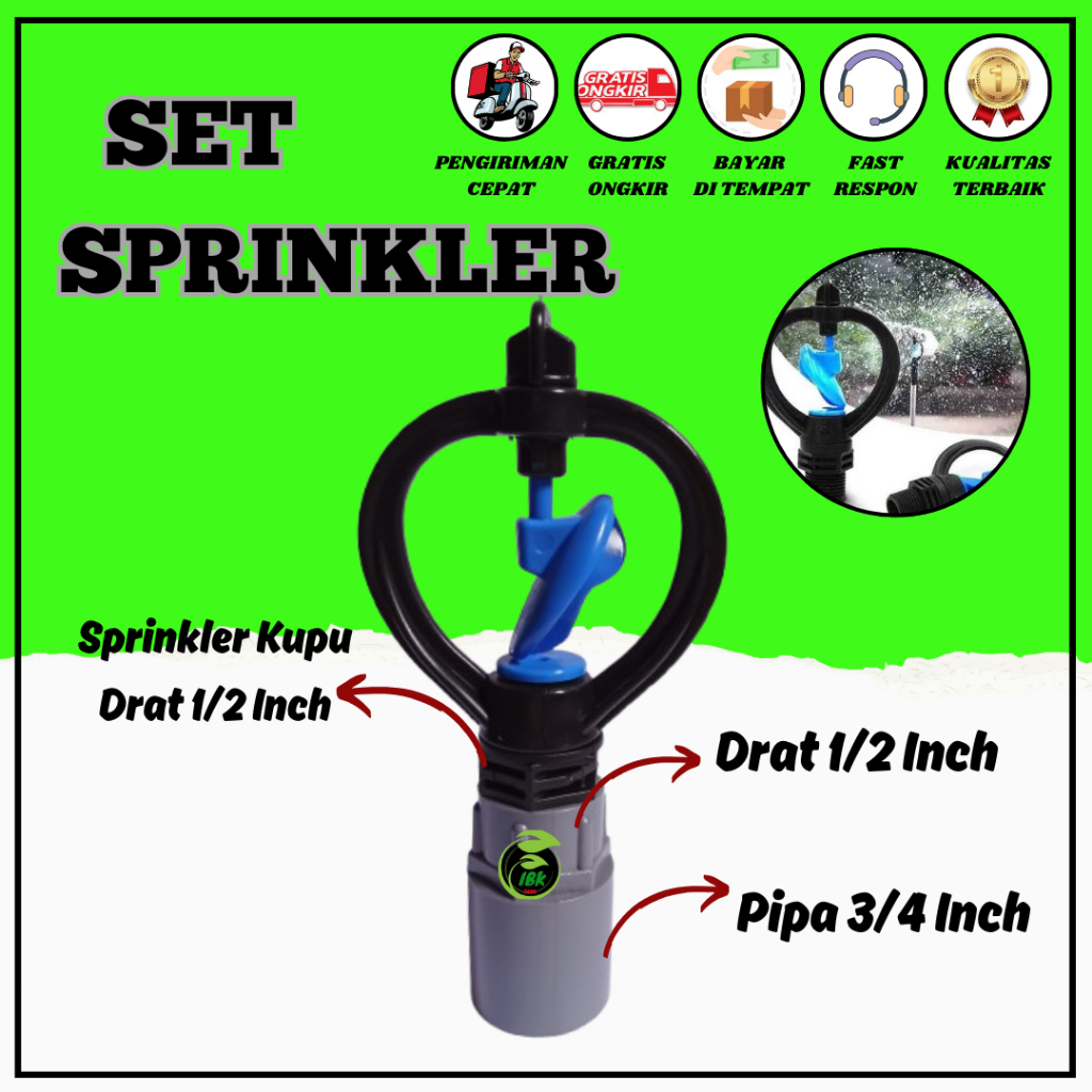 1Set Sprinkler Pertanian Sprinkler Kupu Kupu + Drat Ukuran 1/2 ×3/4 inchi INBEKEN