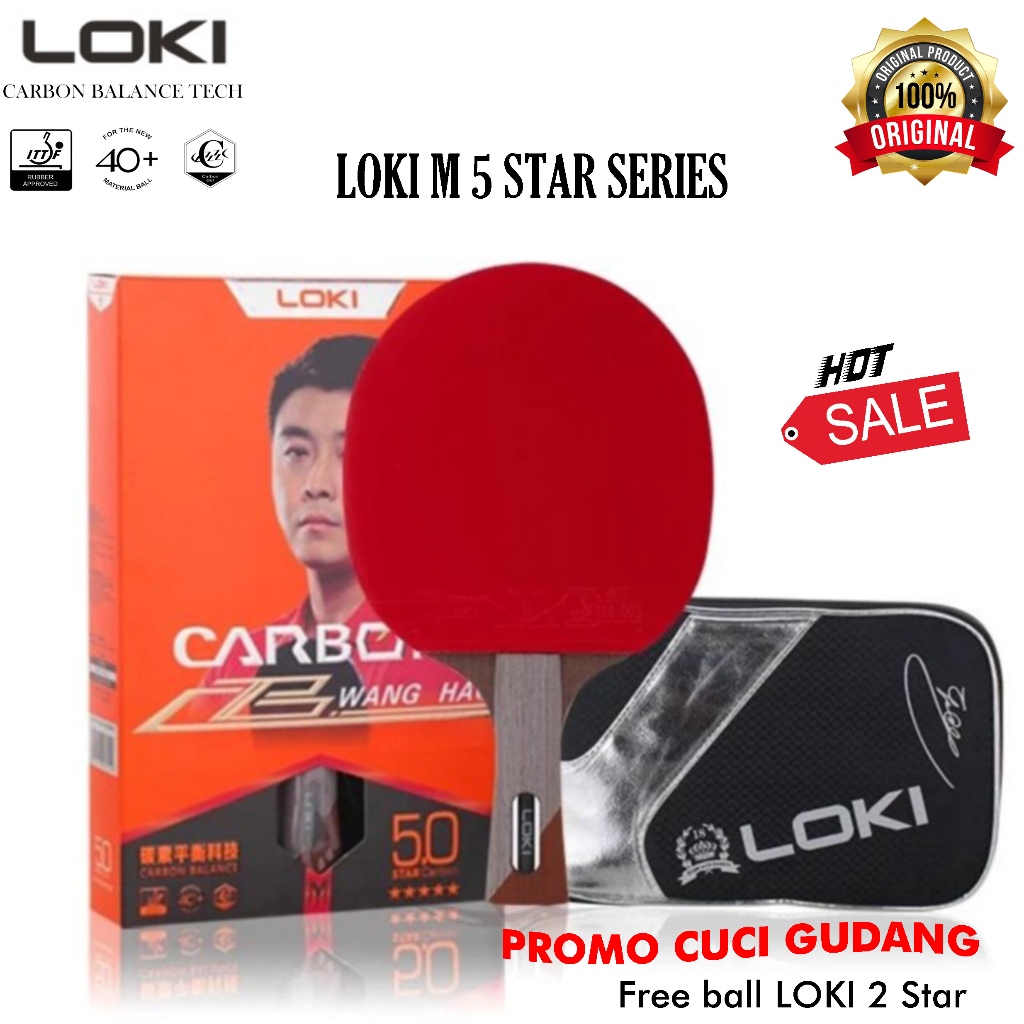 Bat/bet Pingpong Tenis meja M Loki 5 Star Carbon Original