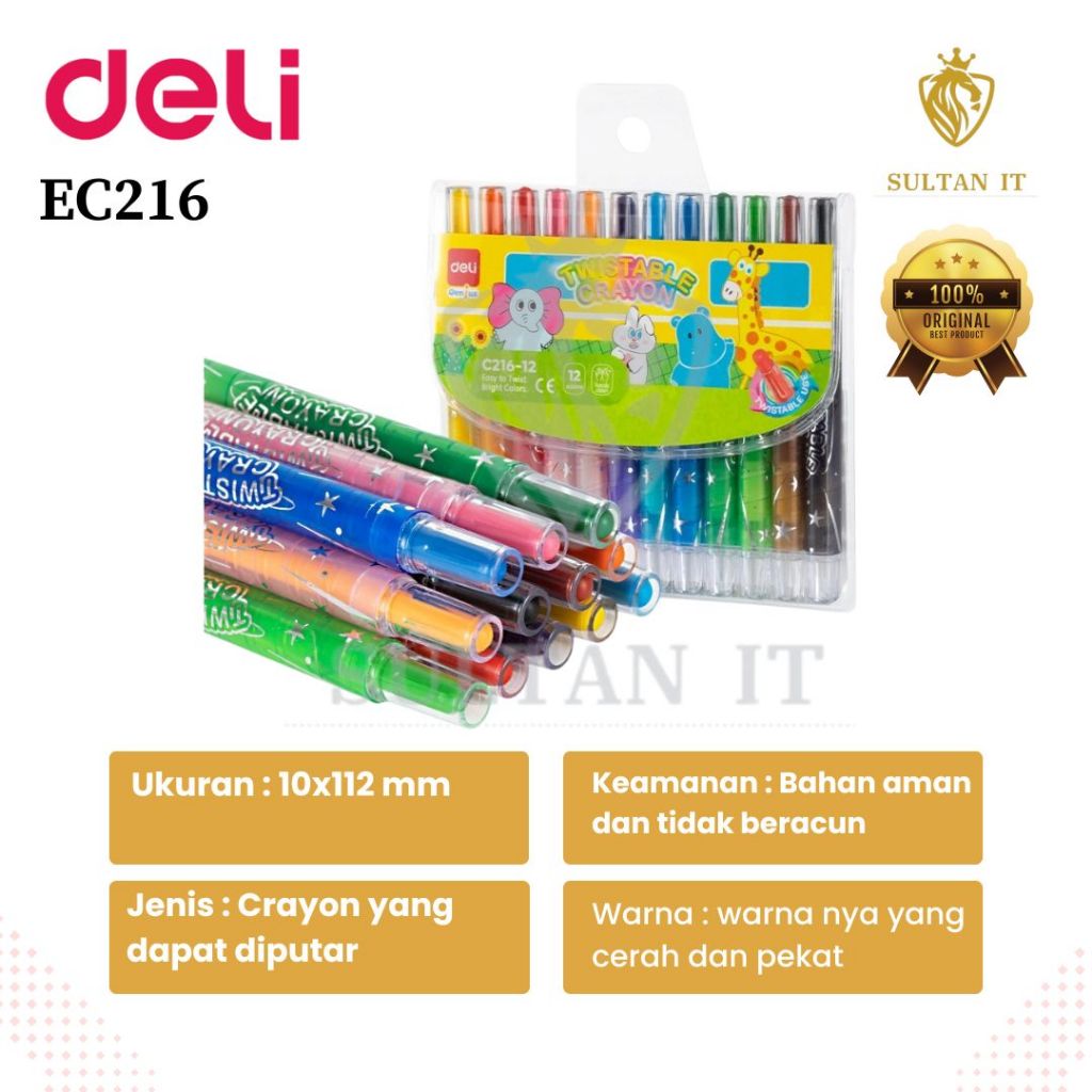 

Deli Crayon Twistable, Gel Original Isi 12 Dan 24 Warna