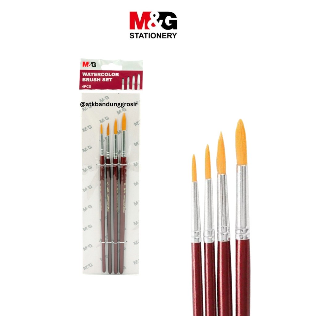 

Miniso x M&G Stationery Water Color Paint Brush 4 pcs 3 5 7 9 / Kuas lukis kuas gambar