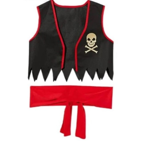 Rompi Bajak Laut Flanel Rompi Bajak Laut list Merah Kostum Halloween Anak dewasa