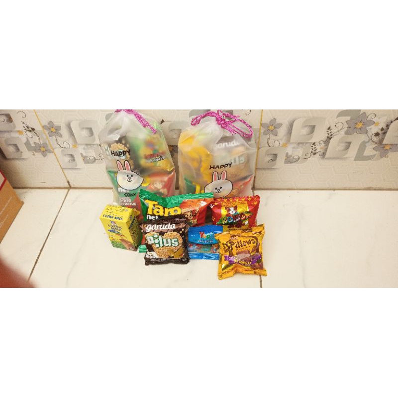 

Hampers Snack Ultah Anak Pouch Serut DF Bingkisan Snack ultah anak